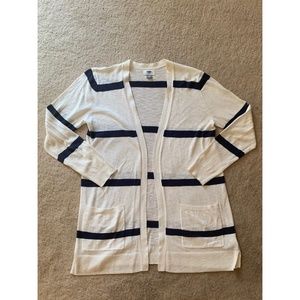 Old Navy Tunic length Sweater White and Navy